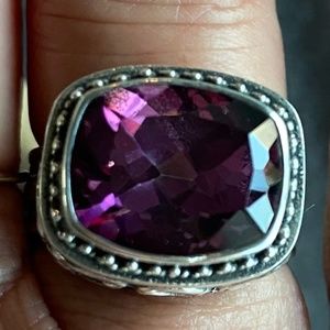 Lori Bonn Raspberry Topaz Box Set Cushion Ring Size 6